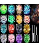 Chunky Glitter & Glow in the Dark Set 16 Colors Holographic Body Glitter for Makeup Face Body Nail & Hair Perfect for Concerts Festivals & Raves - Buy Online on GoSupps.com