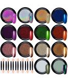 Duufin 14 Colors Chrome & Holographic Nail Powder Set with 14 Eyeshadow Pins - Aurora & Chameleon Effects for Stunning Nail Art - Buy Online on GoSupps.com