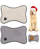 Bone Shape Dog Mat Set - Non-Slip Microfiber Pet Feeding Mats for Bowls - Water Absorbent & Embroidered - 2 Colors Available - Buy Online on GoSupps.com