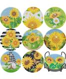 Sunflower Diamond Painting Coasters Set - 5D DIY Full Drill Art with Holder | 8 PCS Acrylic Round Cup Coaster for Home Decor and Crafts - Buy Online on GoSupps.com