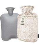 Qomfor Hot Water Bottle with Fluffy Faux Fur Cover - 1.8l Large - Pain Relief for Neck, Shoulders, Hands, Feet - Dark Brown - Buy Online on GoSupps.com