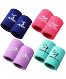 4 Pairs Sports Wristbands for Kids Colorful Kids Wrist Sweatbands Polyester Cotton Wrist Bands Sweat Band for Wrist Gym Pink, Navy, Light Purple, Turquoise - Buy Online on GoSupps.com