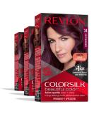 Permanent Hair Color by Revlon Permanent Red Hair Dye Colorsilk with 100% Gray Coverage Ammonia-Free Keratin and Amino Acids Red Shades (Pack of 3) 34 Deep Burgundy - Buy Online on GoSupps.com