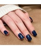 Novo Ovo Dark Blue Monochrome Short Corner Oval Press-On Nails | Premium Artificial Fingernails - Easy Application with Glue - Buy Online on GoSupps.com