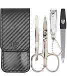 Three Swords Capri Nail Care Set 4 Pcs High-Quality Manicure & Pedicure Kit | Synthetic Leather Carbon | Nail Scissors Clippers Tweezers & Sapphire File - Buy Online on GoSupps.com