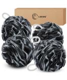 LMSMW Bath Body Poufs 4 Pack - Exfoliating Luffa Sponges for Men Women Charcoal Shower Mesh Pouf Loofah Sponge Bath Puffs Scrunchie Body Scrubbers Bathing Cleaning Loofahs Lufa Lofa Loffa Pad - Buy Online on GoSupps.com