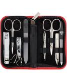 Three Swords 8-Piece Roma Manicure Set | Premium Red Leather Nail Care Kit with Scissors Clippers & Tweezers - Buy Online on GoSupps.com