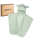 Moyo Baby Batzeponcho with Rabbit Ears | Soft Mint Hooded Bath Towel for Infants (0-3 Years) | 100% Terry Cotton Washable Baby Poncho Towel (68x56cm) - Buy Online on GoSupps.com