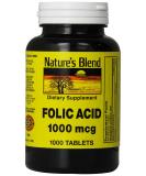 Nature's Blend Folic Acid 1000 mcg - 1000 Tabs | Essential Folate Supplement - Buy Online on GoSupps.com