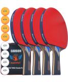 MaxMVMT Ping Pong Paddle Set of 4 - Carbon Fiber 7 Ply Rackets - 2 Wristbands - 8 Balls - 1 Rubber Cleaner Sponge - Premium ITTF Approved Rubber - Complete 4 Player Table Tennis Setup - Carry Case - Buy Online on GoSupps.com