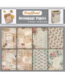 CrafTreat Vintage French Decoupage Paper for Crafts - French Background and Floral Fantasy - Size: A4 - 8 Pcs - Script Decoupage Paper for Scrapbooking - Furniture Decoupage Paper French Writing - Buy Online on GoSupps.com