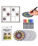 Color Your Own Stained Glass Mandala Window Clings and Markers, 10 Suncatchers for Windows, Arts and Crafts DIY Kit for Adults, Hobby, Gifts for Beginners, Kids, Teens, Seniors, Women, Elderly Stained Glass Style - New Markers - Buy Online on GoSupps.com
