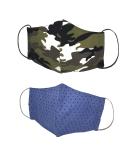 Kanguru Men's Green Adult Man Set of 2 Facial Mask 100% Cotton Washable Reusable Camuflage/Blue 2 Count (Pack of 1) - Buy Online on GoSupps.com