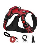Nestroad Red Dog Harness for Medium-Sized Dogs - Anti-Pull Safety Belt Padded Comfort Size M (Neck 33-43cm Chest 43-64cm) - International Shipping Available - Buy Online on GoSupps.com