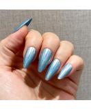 NOVO OVO Medium Blue Chrome Holographic Stiletto Press On Nails - FLASHING SAPPHIRE Sparkle Acrylic Kit - Buy Online on GoSupps.com