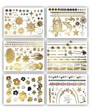 Terra Tattoos Tropical Hawaiian Metallic Temporary Tattoos - 75 Gold Silver Designs with Turtles, Dolphins, Stars, Sun, Moon, and more! - Buy Online on GoSupps.com
