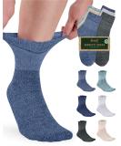 Bamboo Diabetic Socks Women & Men - 6 Pairs Neuropathy Socks | Bamboo Socks Womens | Diabetic Socks for Women Size 6-9 | 9-11 Large Black White Beige Aqua Blue Navy - Buy Online on GoSupps.com