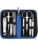 3 Swords Germany 8-Piece Manicure Pedicure Kit for Professional Nail Care - Blue Synthetic Leather - Buy Online on GoSupps.com