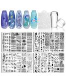 Biutee 4PCS Nail Stamping Plate Set with Stamper and Scraper - Starry Sky, Moon, Animal, Flower Patterns - Buy Online on GoSupps.com
