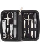 Three swords - 8 pcs.Manicure set 'Roma' |Premium nail care set in the real leather case.Color: black |Contents: nail set 8 instruments including nail scissors nail clips tweezers & glass nail file - Buy Online on GoSupps.com