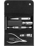 Professional 5-Part Twin Manicure Set - Cowhide Leather Case for Hands & Feet Care - Black Nail Clippers Included - Buy Online on GoSupps.com