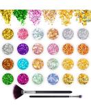 24 Colors Glitter Set with Gold Leaf & Glitter Powder | Nail Art Accessories for DIY Makeup & Body Design - Buy Online on GoSupps.com