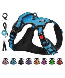 Nestroad Blue Dog Harness for Small Dogs - Padded Anti-Train Cushion Design Adjustable Size S (Neck 28-38cm Chest 38-53cm) with Reflective Strips - Buy Online on GoSupps.com