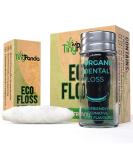 Eco-Friendly Dental Floss | Bamboo Charcoal | Refillable Glass Holder & Vegan Corn Starch Refill | Zero Waste Mint Flavored Floss - Tiny Panda - Buy Online on GoSupps.com