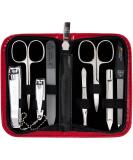 Three swords - 8 pcs.Manicure set 'Roma' |High quality nail care set in red synthetic leather case |Contents: nail scissors set foot and nail clippers tweezers glass nail files sapphire nail file red / synthetic leather - Buy Online on GoSupps.com