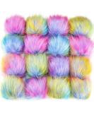 16 Pieces Faux Fur Pom Pom Ball DIY Fur Pom Poms for Hats Shoes Scarves Bag Pompoms Keychain Charms Knitting Hat Accessories (Colorful) - Buy Online on GoSupps.com