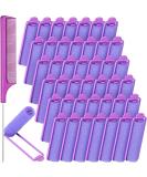 43-Piece Foam Sponge Hair Rollers Set with Stainless Steel Rat Tail Comb - Purple - Buy Online on GoSupps.com