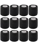 12 Pack Self Adhesive Bandage Wrap Tape for Sports, Wrist, Ankle - Black, 2 Inches x 5 Yards - Cohesive & Stretchy - Buy Online on GoSupps.com