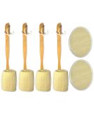 6-Piece Exfoliating Bath Brush Set with Long Wooden Handle - Natural Luffa Loofah Back Scrubber for Men & Women - XL Body Pad and Shower Sponge Included - Buy Online on GoSupps.com