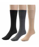 Silky Toes Cotton Diabetic Socks for Men 3-Pack Big Sizes 10-13 Black/Grey/Tan - Buy Online on GoSupps.com