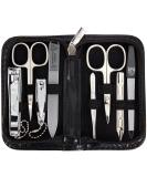 3 Swords Germany - brand quality 8 piece manicure pedicure grooming kit set for daily nailcare synthetic leather case black in gift box - Made by 3 Swords Black - Synthetic Leather - Buy Online on GoSupps.com