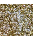 Vegan Metallic Shimmer Balls Cupcake Topper Sprinkles - White & Gold (35g) - Buy Online on GoSupps.com