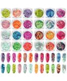 AddFavor 24 Colors Iridescent Glitter Chunky Nail Flakes - Fluorescent Neon Sequins for Nail/Face/Body/Craft - Iridescent AB Colors - Buy Online on GoSupps.com