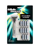 Buy Gillette Mach3 Razor Blades 11 Pack + Razor for Men - International Shipping Available! - Buy Online on GoSupps.com