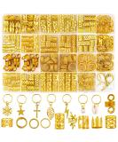 JOISHOP 245pcs Hair Jewellery for Braids Gold Braid Beads Gold Hair Cuffs Charms Rings for Girl Women Men Hair Braids Decoration Party Music Festival - Buy Online on GoSupps.com