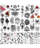 Yazhiji 32 Pieces Totem Flower Rose Temporary Tattoo Stickers for Men, Women, Boys, and Girls - Sexy Body Art, Big Arm Tower, Sunflower Design - Buy Online on GoSupps.com