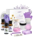 Luxury 18pc Bath Gift Set | French Lavender Spa Basket for Men & Women | Handmade Relaxation Kit with Body Oils Lip Balm Candle & Bath Bombs - Buy Online on GoSupps.com