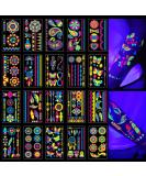 20Sheet Glow in The Dark Temporary Tattoos 160+Styles Aldult Fluorescence UV Neon Body Face Fake Waterproof Tattoo Stickers for Women Men,Rave Festival Accessory Party Supplies - Buy Online on GoSupps.com