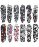Skull Sleeve Tattoo Stickers - Full Arm Temporary Tattoos for Adults, Kids, Women - 12-Sheet Set - Buy Online on GoSupps.com
