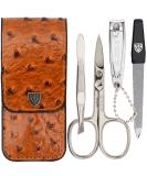 Three Swords Capri Nail Care Set - 4 Pcs Manicure & Pedicure with High-Quality Artificial Leather Case | Includes Nail Scissors Clips Tweezers & Sapphire Nail File | International Shipping - Buy Online on GoSupps.com