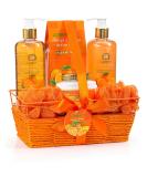 Home Spa Gift Basket - 7pc Orange & Mango Bath & Body Set for Men & Women | Shower Gel Bubble Bath Lotion & More - Buy Online on GoSupps.com