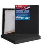 U.S. Art Supply 16x20 Black Stretched Canvas 4-Pack - Professional Artist Quality 100% Cotton Heavy-Weight Gesso - Ideal for Painting Acrylic, Pouring, and Oil 16x20 - Buy Online on GoSupps.com