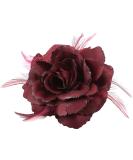 Burgundy Rose Large Fascinator Hair Clip | Red Bridal Hair Accessory | Elastic Wedding Flower Clip 1pc - Buy Online on GoSupps.com