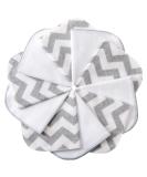 Mimadu Oeko-Tex Cotton Washcloth Set | 10 Mini Baby Washcloths - 25x25 cm Gray White Zigzag - Soft Durable & Eco-Friendly - Buy Online on GoSupps.com