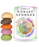 Organic Konjac Sponge Set for Natural Exfoliation and Deep Pore Cleansing - 5 Piece Sampler Pack with Charcoal, Turmeric, Green Tea - Buy Online on GoSupps.com