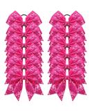 Oaoleer 12PCS 7" Large Glitter Cheer Hair Bows Ponytail Holder Elastic Band Handmade for Cheerleading Teen Girls College Sports (Sequin Hot Pink 12PCS) - Buy Online on GoSupps.com
